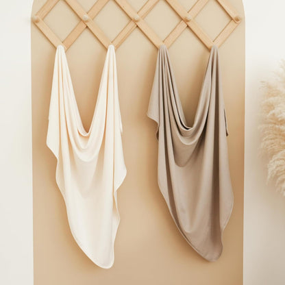 Konssy Knit Baby Blanket 2 Pack, Soft Ribbed Swaddle Receiving Blankets for Boys & Girls