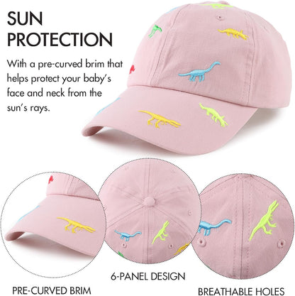 JANGANNSA Dinosaur Boys Girls Caps Embroidery Baby Baseball Caps Cotton Infant Toddler Kids Hat Spring Summer Autumn 2-6Y