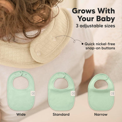 8-Pack Organic Baby Bibs for Girls, Boys - Quilted Cotton Cloth Baby Drool Bibs for Drooling and Teething Toddler, Newborn, Infant, Soft & Super Absorbent (Dawn)