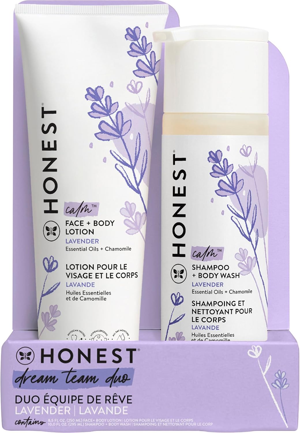 The Honest Company 2-in-1 Cleansing Shampoo + Body Wash and Face + Body Lotion Bundle | Gentle for