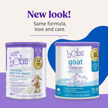 Bubs Goat Toddler Nutritional Drink, Non-GMO Whole Goat Milk-Based Gentle Formula, for Kids 12-36