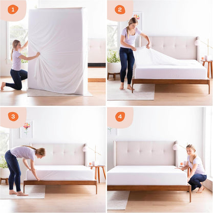 Linenspa Zippered Mattress Encasement – Full Size Waterproof Mattress Protector – Quiet Cover & Complete protection – Dorm Room Essentials, White