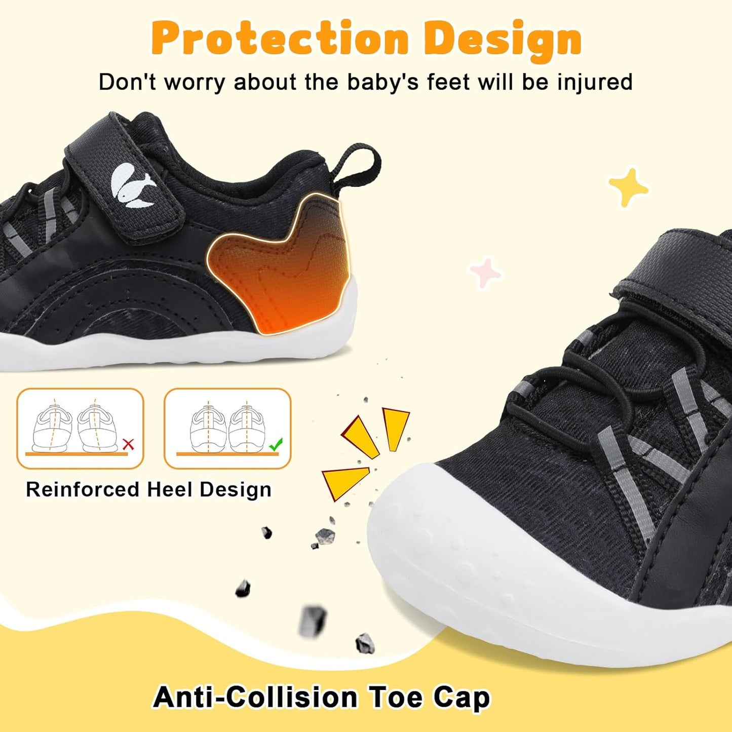 FEETCITY Wide Baby Shoes Boys Girls Baby Barefoot Shoes Breathable Infant Walking Shoe Crib Sock Shoe Toddler Sneakers Flexible