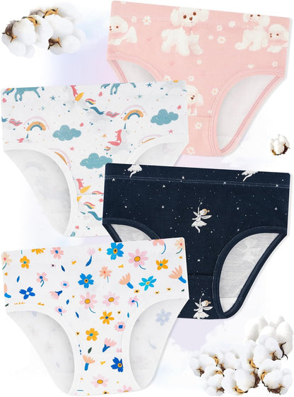 Girls' Underwear,Soft Cotton Tagless Panties for Toddlers' & Little Kids' Comfort,Breathable Briefs,8-Pack