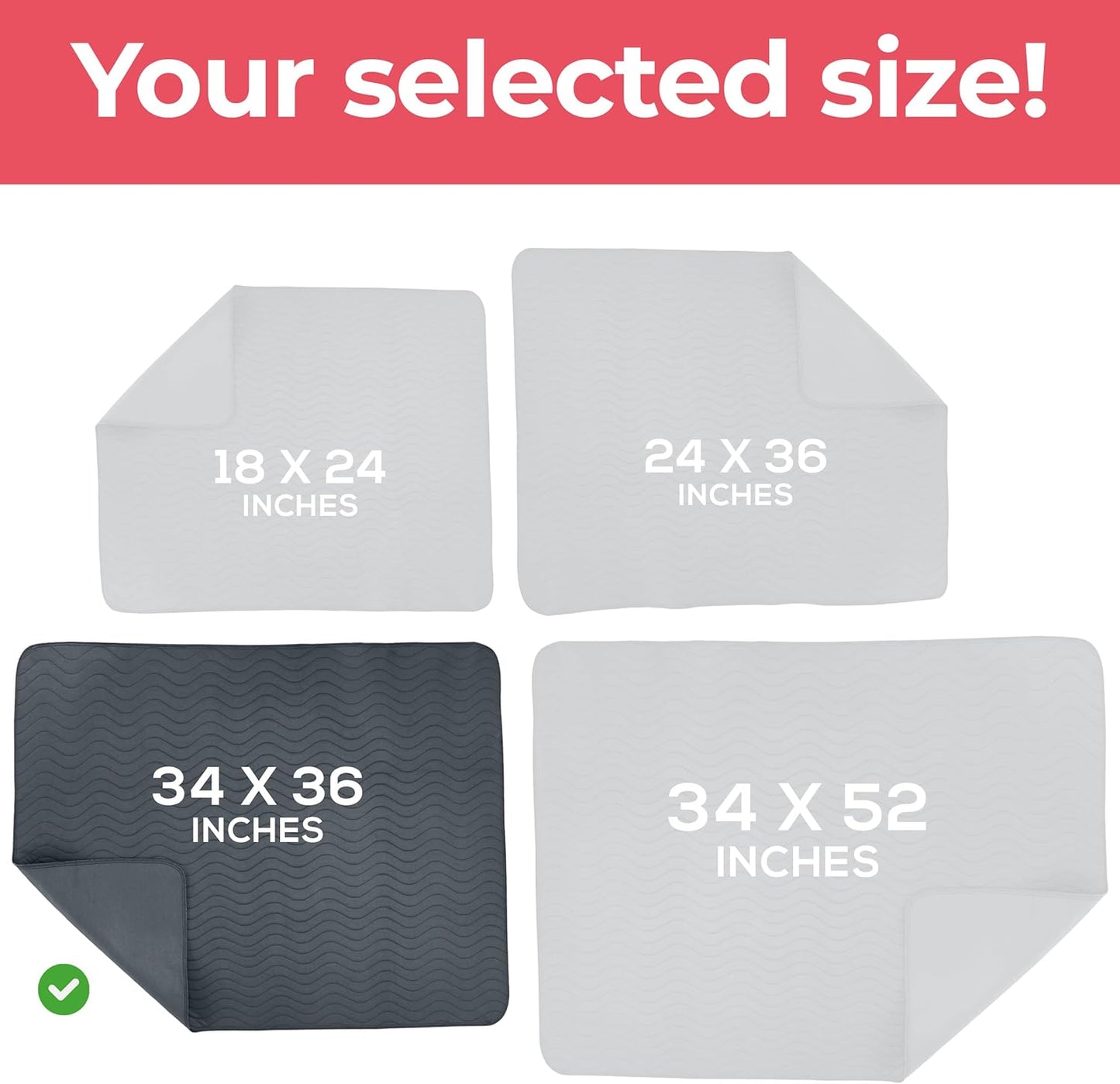 Utopia Bedding Washable Underpads 34" x 36" (Pack of 4), Waterproof Reusable Heavy Absorbency