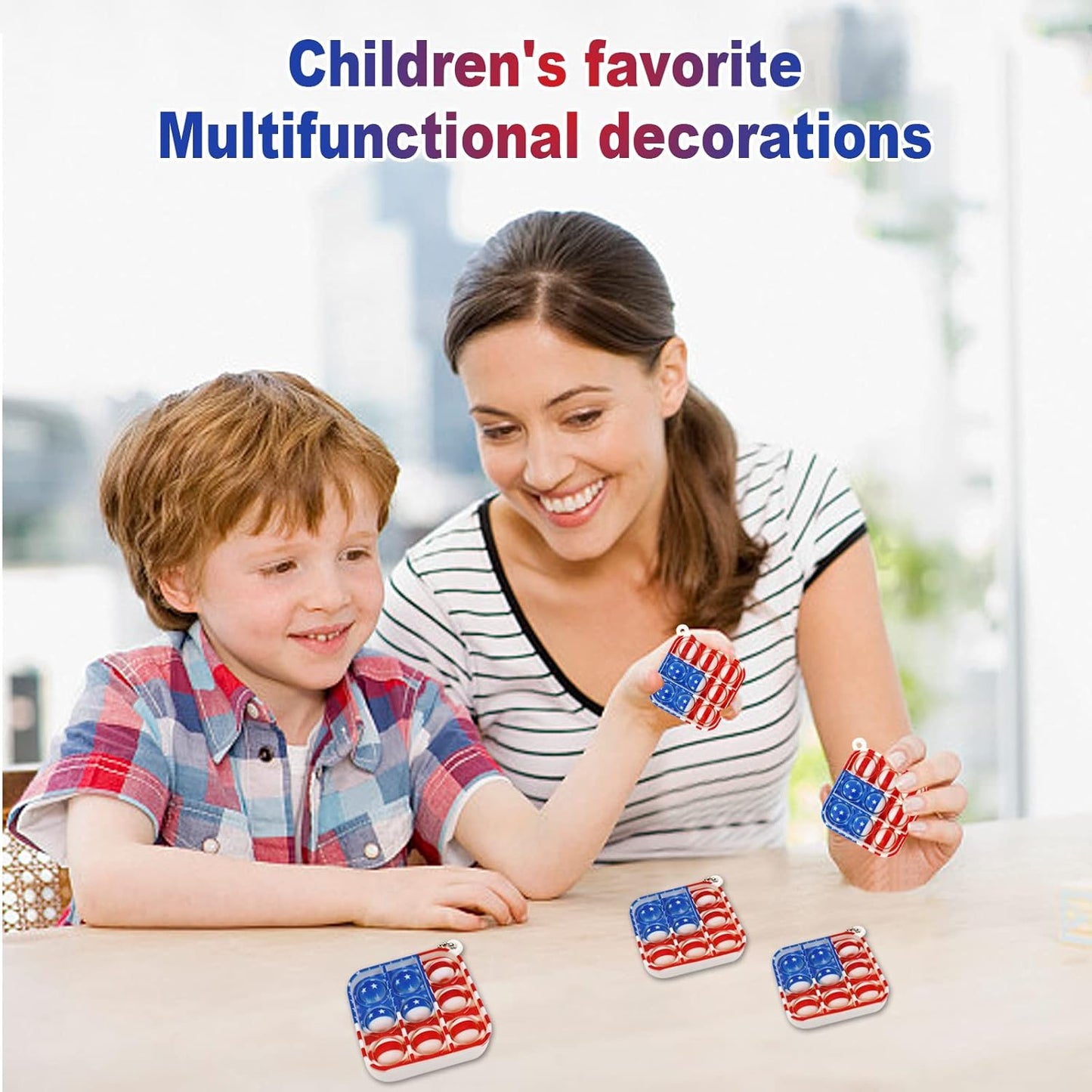 16Pcs Mini Pop Fidget Flag Keychain Toys, Party Favors for Kids Pop Flag Keychain Souvenirs Bulk Toys, Silicone Pop Keychain Stress Reliever Hand Toy Independence Day Gifts for Kids Adults