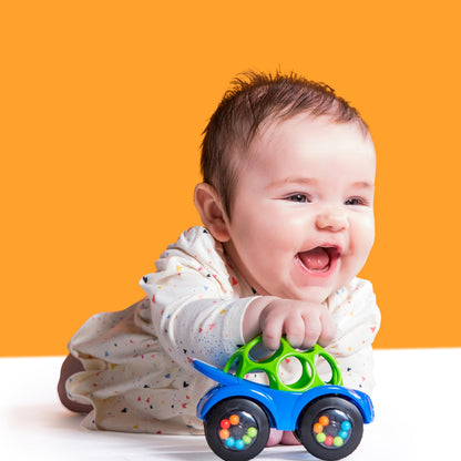 Bright Starts Oball Easy Grasp Rattle & Roll Toy Sports Car BPA-Free Infant Crawling Toy, 1 Pack