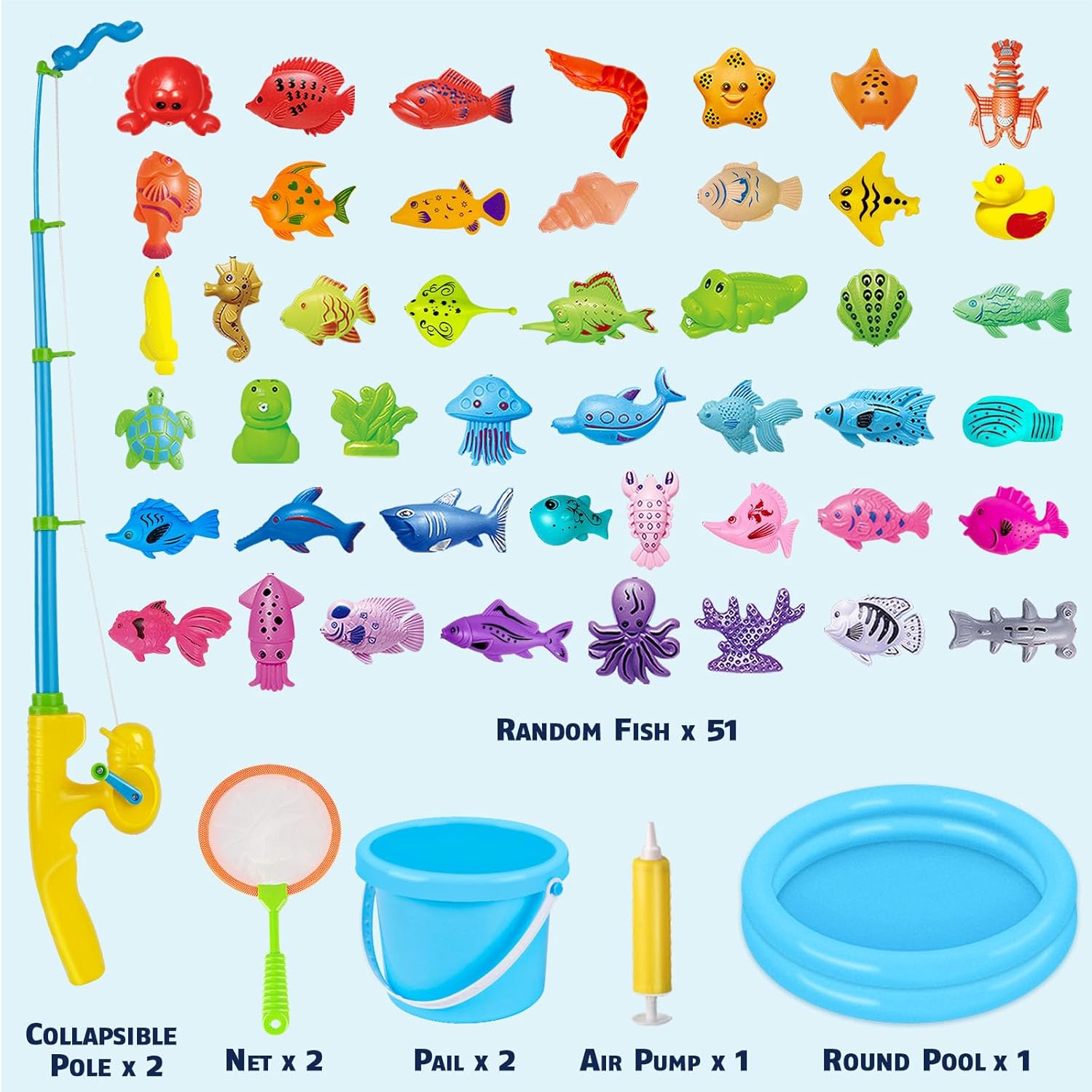 CozyBomB™ Magnetic Fishing Toys Game Set for Kids | Water Table Bathtub Kiddie Pool Party & Pole