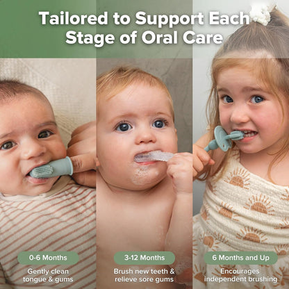 haakaa Training Toothbrush Set Oral Care Kit, Soft Silicone Toothbrush for Baby, Infants, Toddlers