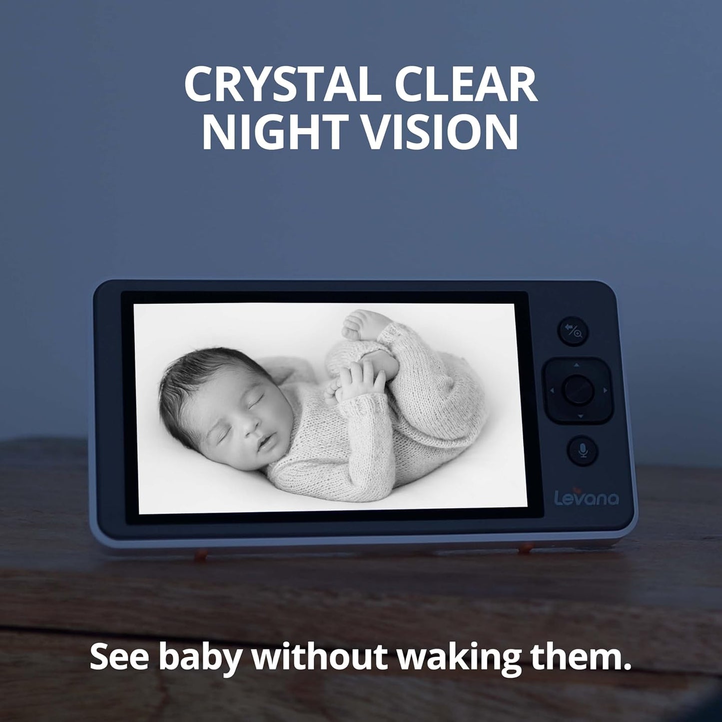 Levana Ella Video Baby Monitor, 5'' 720P Screen, 2 PTZ Cameras, 4 Days Battery Life, 3800mAh Battery, Night Vision, Two-Way Talk, No WiFi, 1000ft. Long Range Baby Monitor with Premium Carrying Case