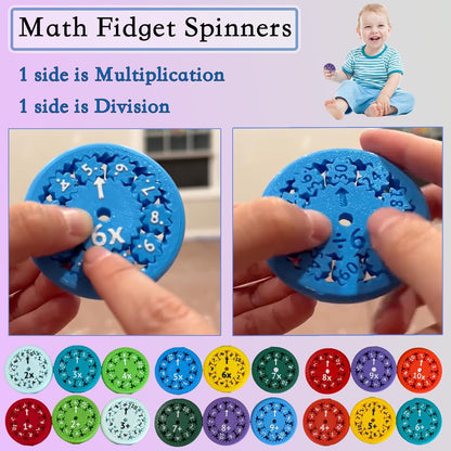 Math Fidget Spinners, Math Fact Fidget Spinners, Math Fidget Toy for Kids, Perfect for Learning Add Subtract Multiplication Division with The Math Spinners (Multiply Or Divide 9pcs)