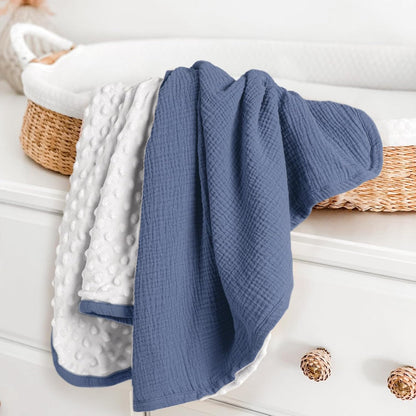 lulumoon Baby Blanket for Newborn Receiving: Minky Dot & Muslin Lightweight - Thermal Blanket Gift