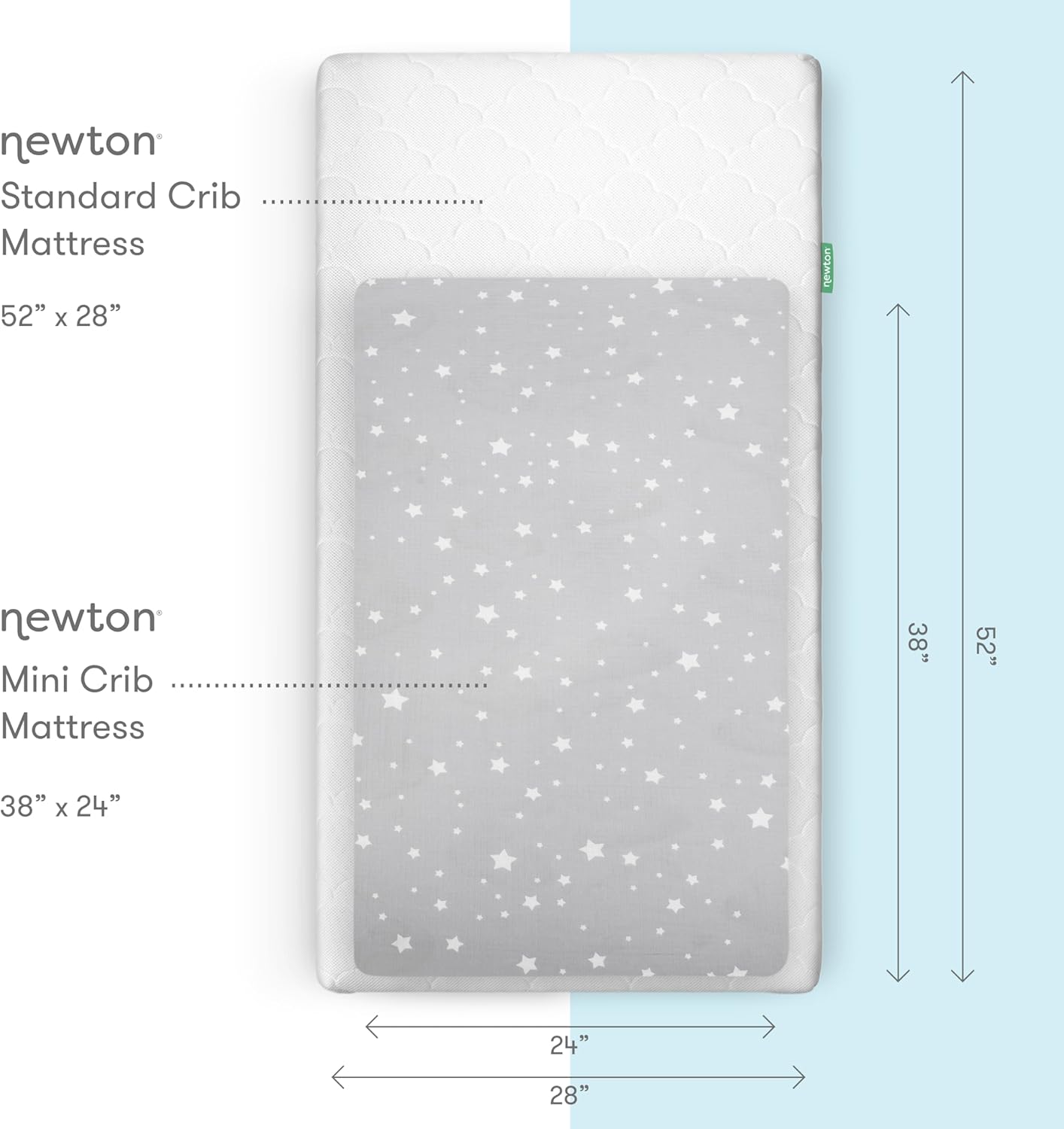 Newton Baby Fitted Mini Crib Sheets (2-Pack) | Organic Muslin Cotton, Breathable & Soft Baby