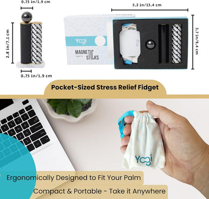 Yogi Magnetic Sticks - Premium Fidget Toys for Adults - Extremely Fun & Engaging, Uniquely designed Magnetic Fidget Toy with Magnet Sticks and Ball, Ideal Desk Toy for Focus & Relaxation (Black&White)