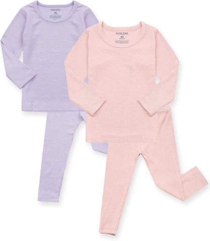 AVAUMA Baby Boys Girls Pajama Set Kids Toddler Snug fit Ribbed Sleepwear pjs for Daily Life Style