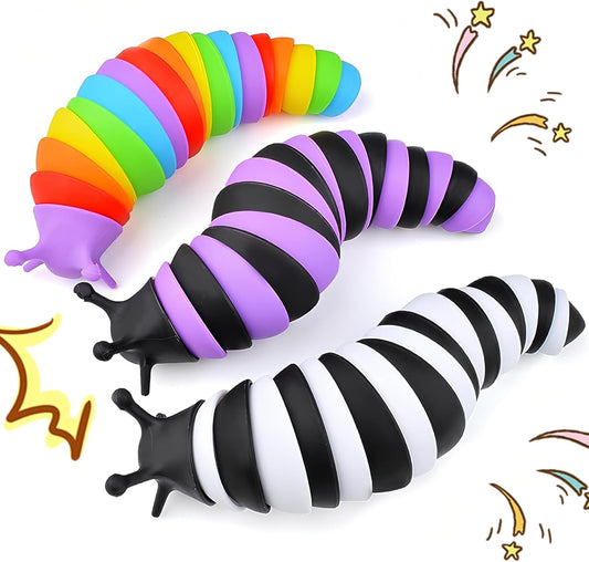 Cevioce 3 PCS Fidget Toys Slug for Adults & Kids Sensory Toys for Kids 8-12 Colorful Autism Toys for Toddlers Autistic Children Toddler Toys Age 3-4 Christmas Stocking Stuffers Gifts for Kids Teens