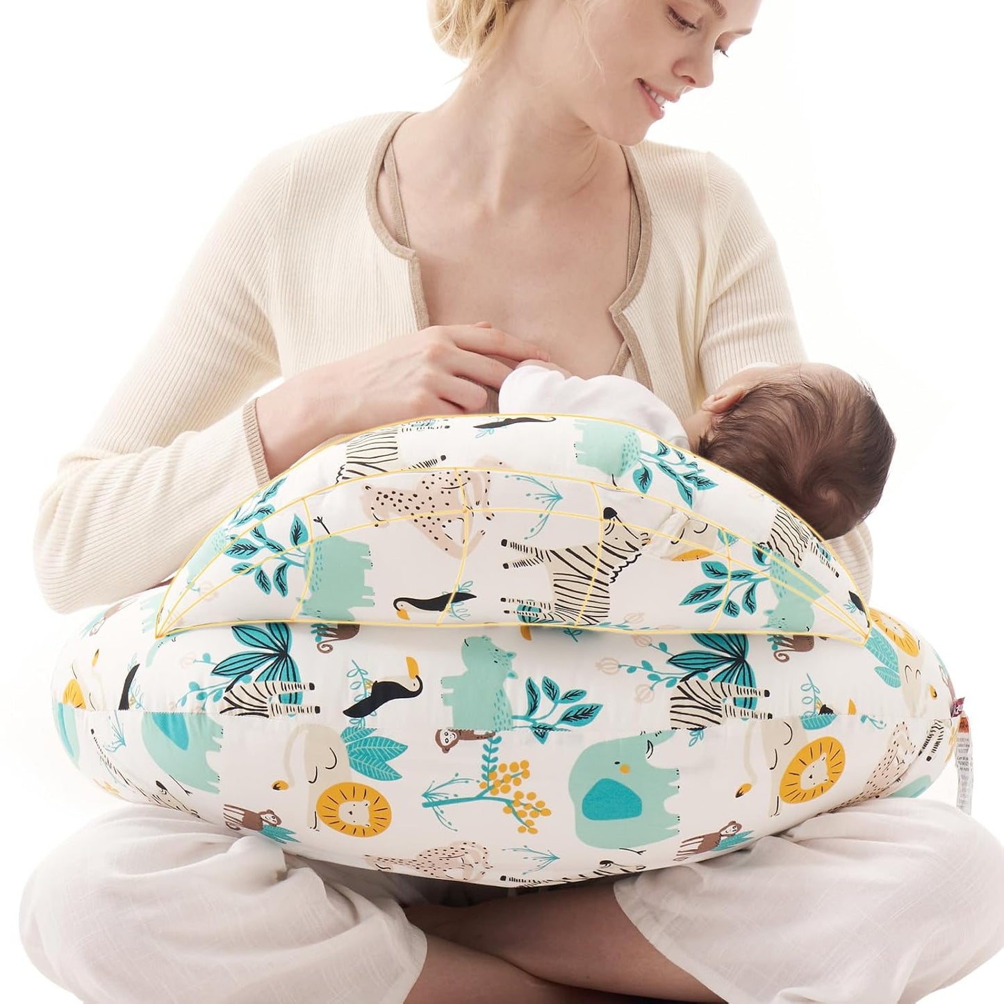 Momcozy Pioneering Safety Fence Nursing Pillow for Breastfeeding- Wider Feeding Pillows for More