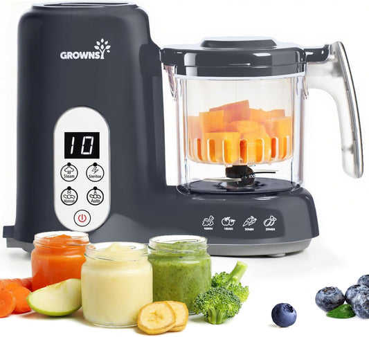 GROWNSY Baby Food Maker with Steam Basket, One Step Baby Food Processor Steamer Puree Blender