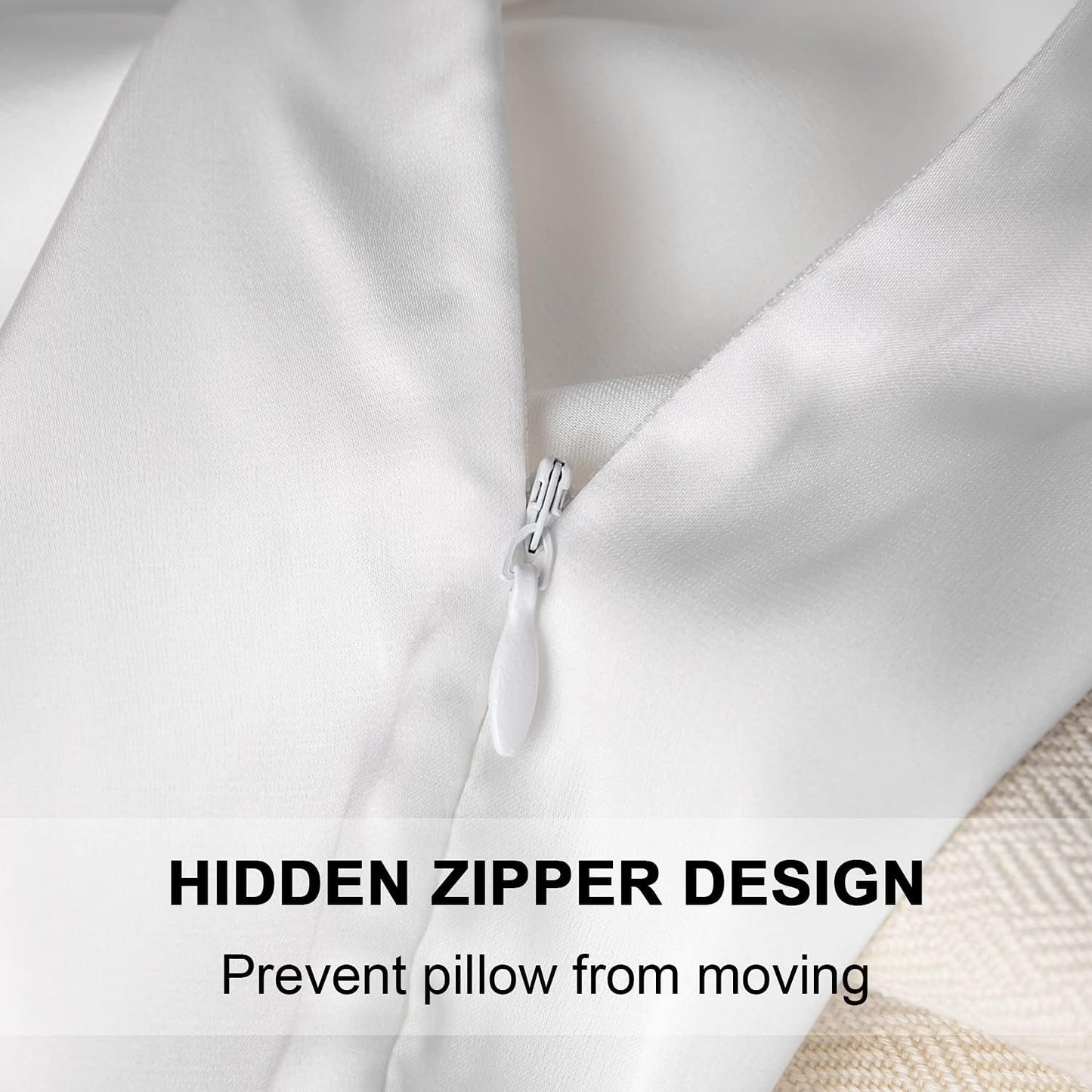 Mulberry Silk Pillowcase for Hair and Skin,Queen Size Cooling Silk Pillow Case with Hidden Zipper,Allergen Proof Dual Sides Soft Breathable Smooth Silk Pillow Cover for Women(Queen,White)