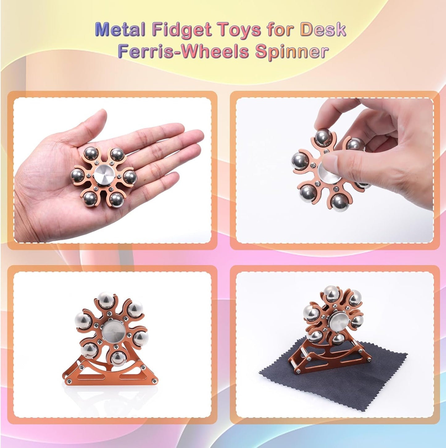 Desk-Fidget-Toys for Ferris-Wheels-Spinner: Metal Kinetic-Spinner 4mins, Cool-Gadgets for Kid Children Teen Adult EDC-Toy, ADHD Tools Cool-Stuff Stress Relief Gift for Office Home School Christmas