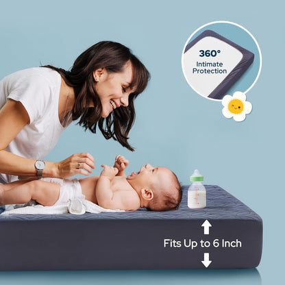 Waterproof Crib Mattress Protector 2 Pack, Soft and Breathable Crib Mattress Pad Cover, Noiseless