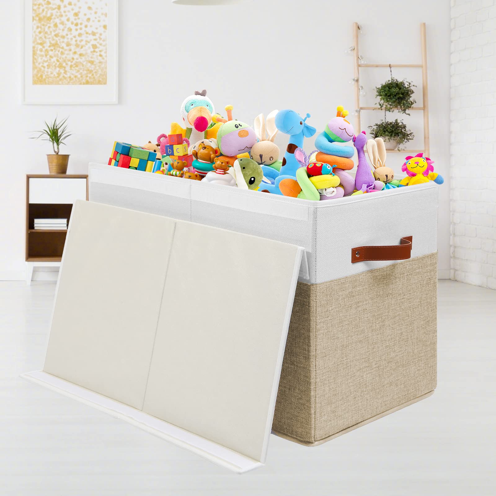 Large Toy Storage Box with Lid, Toy Chest Bin Boxes Basket with Dividers