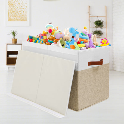 Large Toy Storage Box with Lid, Toy Chest Bin Boxes Basket with Dividers