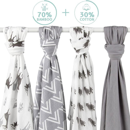 Premium Baby Swaddle Blanket - 2 Pack Muslin Swaddle Blankets Neutral, Softness Upgrade, Breathable 47''x47'' Nursery Wrap for Boys & Girls - Unisex, 70% Viscose from Bamboo, 30% Cotton (Tan)
