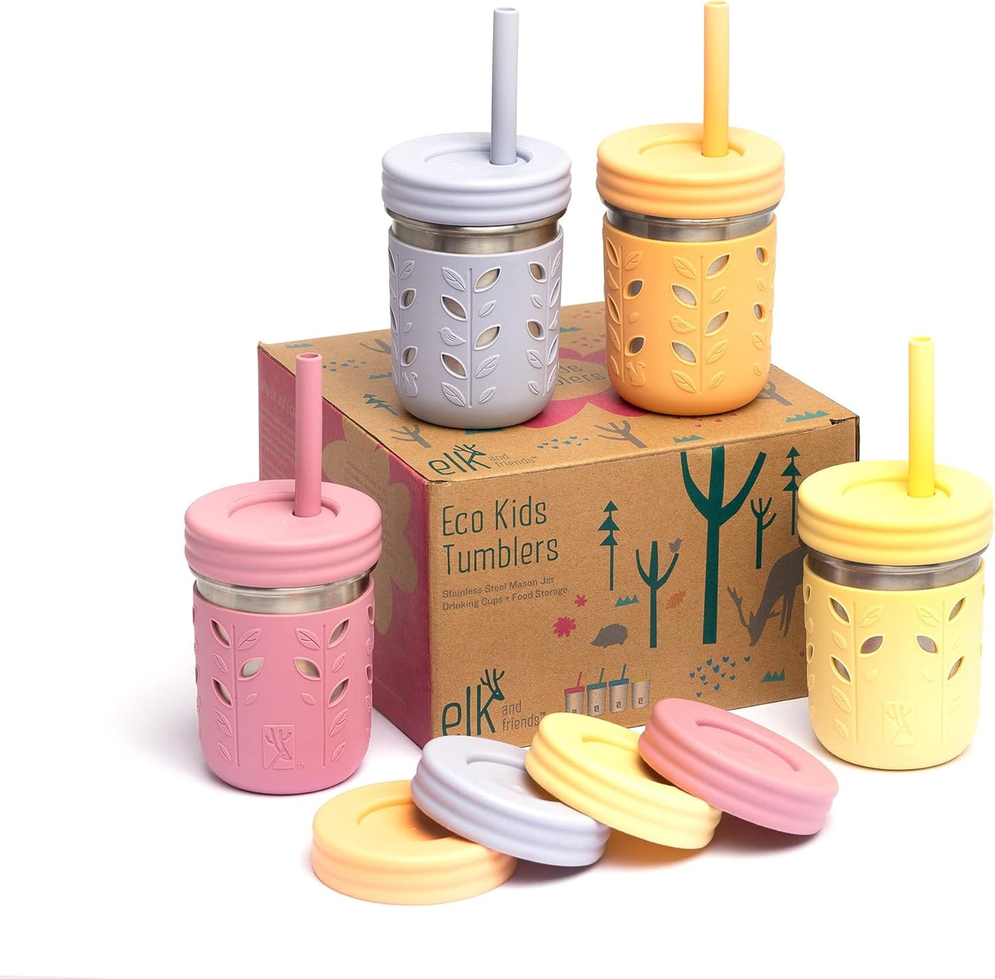 Elk and Friends 10oz Stainless Steel Kids + Toddler Drinking Cups | The Original Mason Jars with