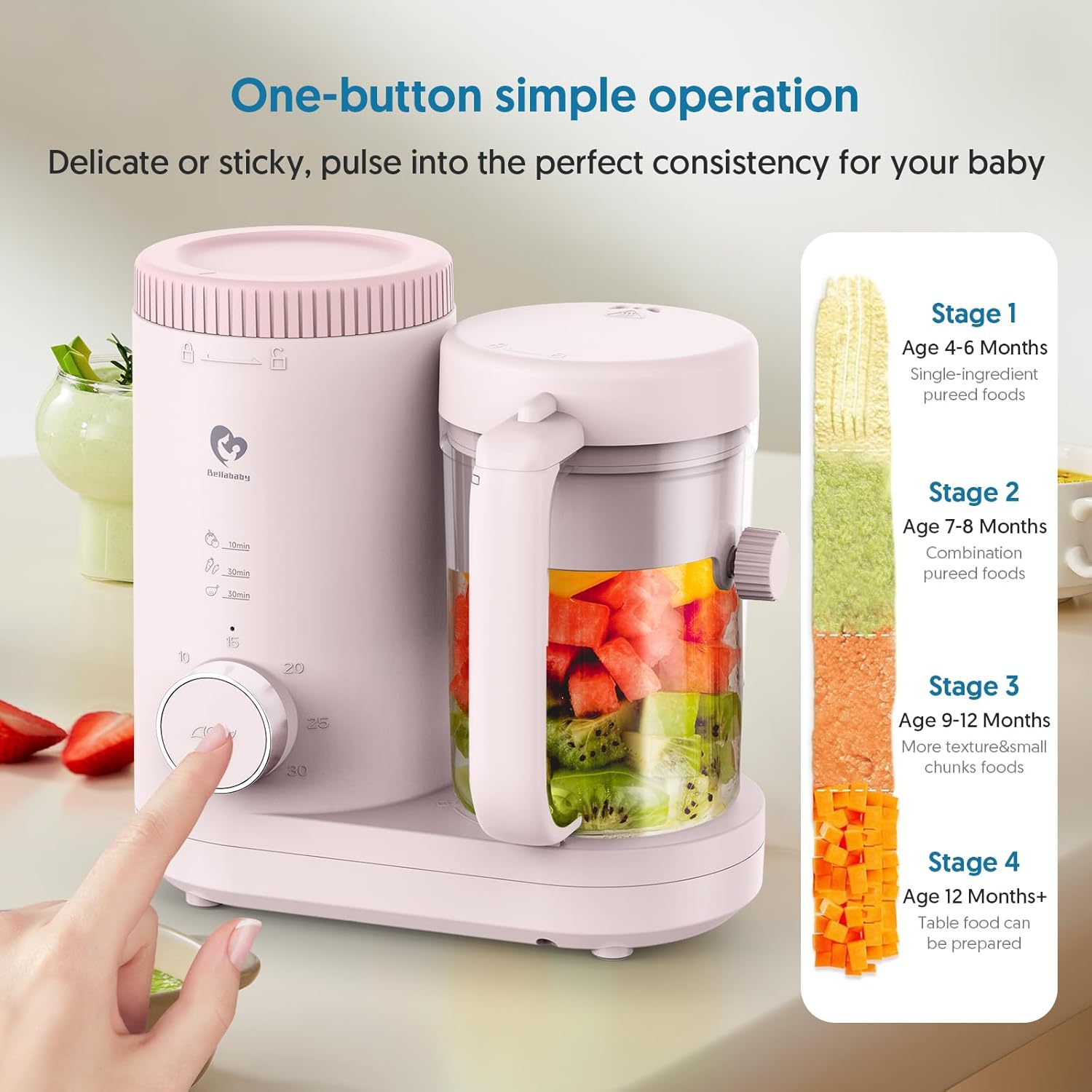 Baby Food Maker Bellababy Baby Food Processor, Puree Blender Steamer with Reversible Steam Basket