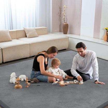Baby Play Mat 1.2" Thick Memory Foam Nursery Rug Area Rug, 9’2” X 6’7” Yoga Mat Playmat Crawling Mat for Baby,Toddlers, Infants, Kids,Floor Mat Tatami Mat for Living Room with Non-Slip(Grey)