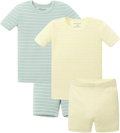 AVAUMA Stripe Pattern Baby Boys Girls Pajama Set Kids Toddler Snug fit Ribbed Sleepwear pjs for Daily Life Style