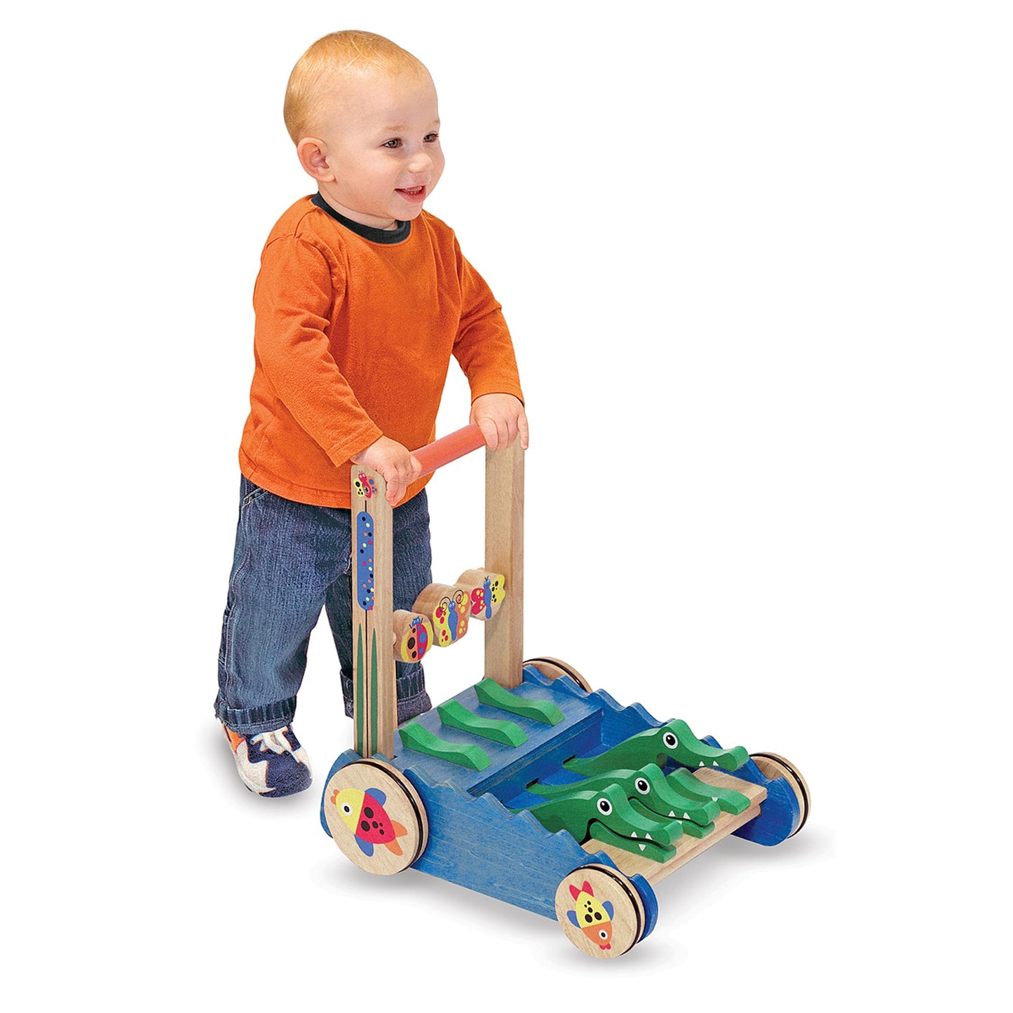 Melissa & Doug Deluxe Chomp and Clack Alligator Wooden Push Toy and Activity Walker
