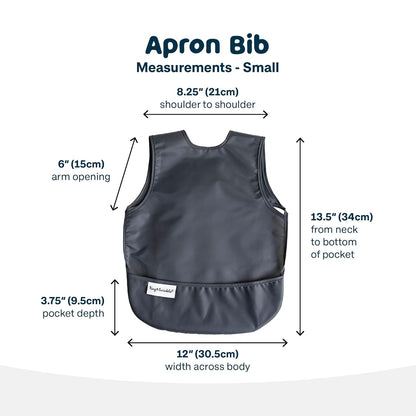 Tiny Twinkle Mess Proof Apron Bibs - 2 Pack Waterproof & Lightweight Baby Bibs for Led Weaning | 100% Recycled Polyester, Easy Clean & Machine Washable (Sage Charcoal,Small 6-24 Months)