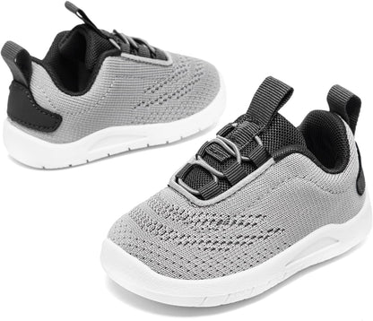 MORENDL Toddler Slip On Sneakers Baby Walking Shoes Non-Slip Breathable Unisex Pink Mesh Lace-Up Athletic Sneakers Infant Running Shoes