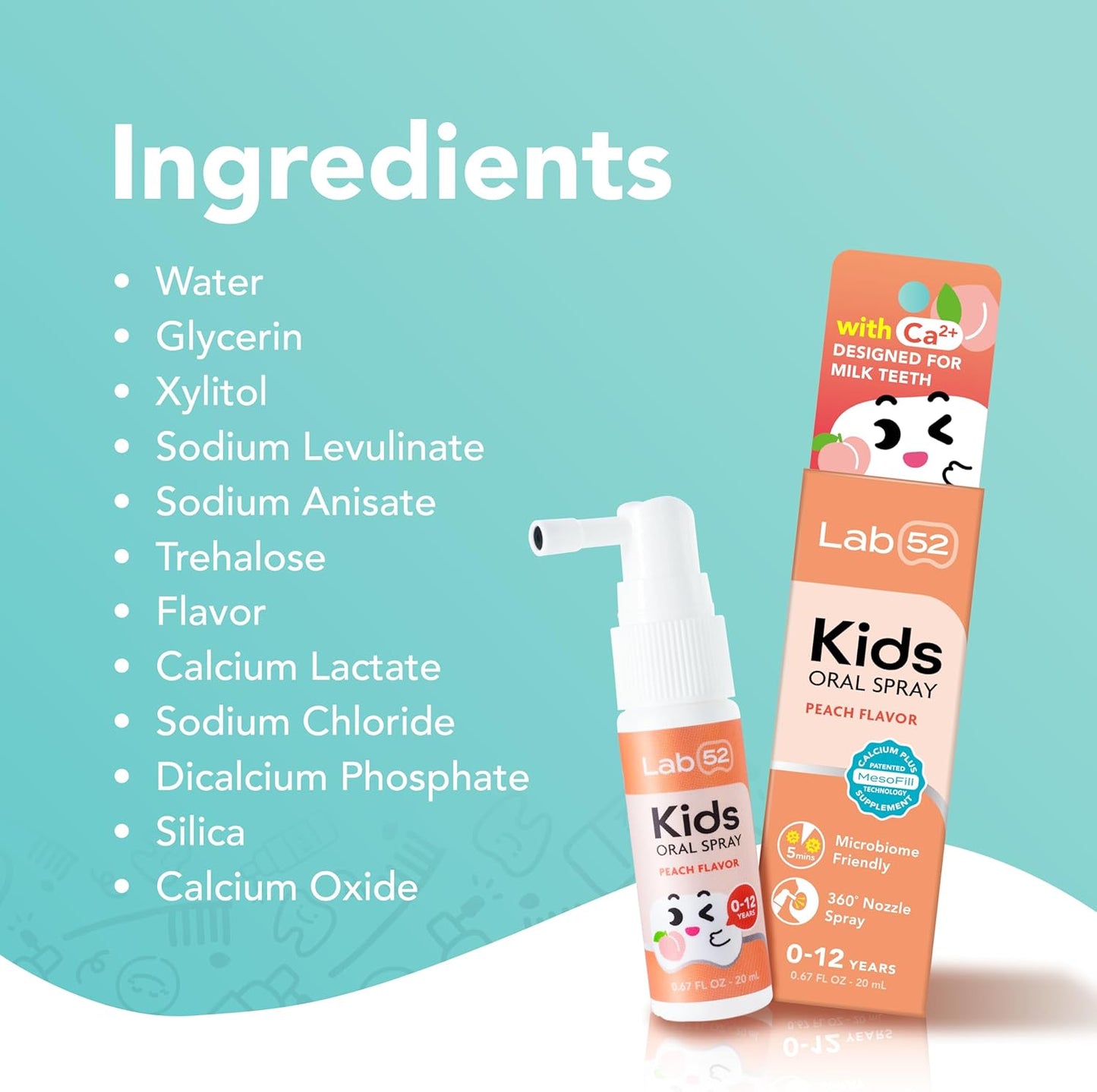 LAB52 Kids Oral Spray, Toddler Toothpaste Helper for Daily Oral Care and Fresh Breath, Children
