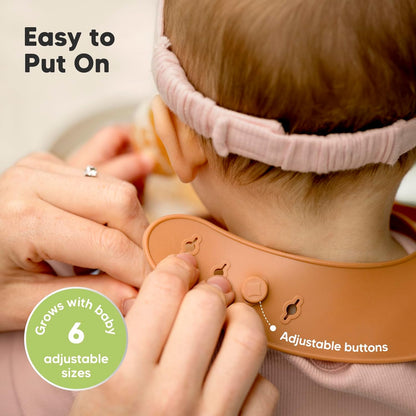 KeaBabies 2-Pack Silicone Baby Bibs for Eating - Sturdy Food-Grade Silicone Bibs for Babies Girl