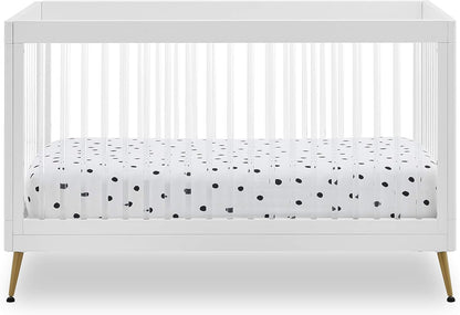 Delta Children Sloane 4-in-1 Acrylic Convertible Crib - Includes Conversion Rails, Bianca White w/Melted Bronze