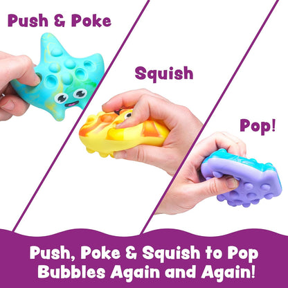 Tub Works® Tub Poppers™ Popping Kids & Toddler Bath Toys, 3 Pack | Push, Poke, Squish & Pop it