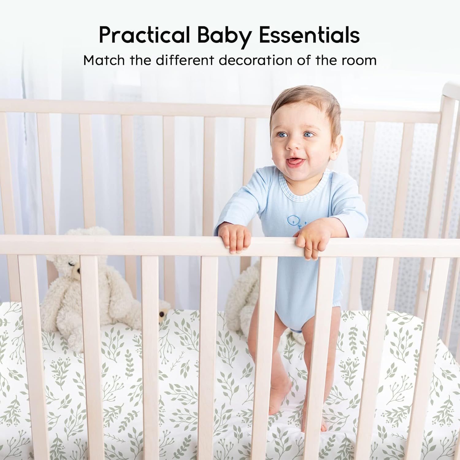 Yoofoss Baby Crib Sheets for Boys Girls, Fitted Crib Sheet 2 Pack for Standard Crib and Toddler