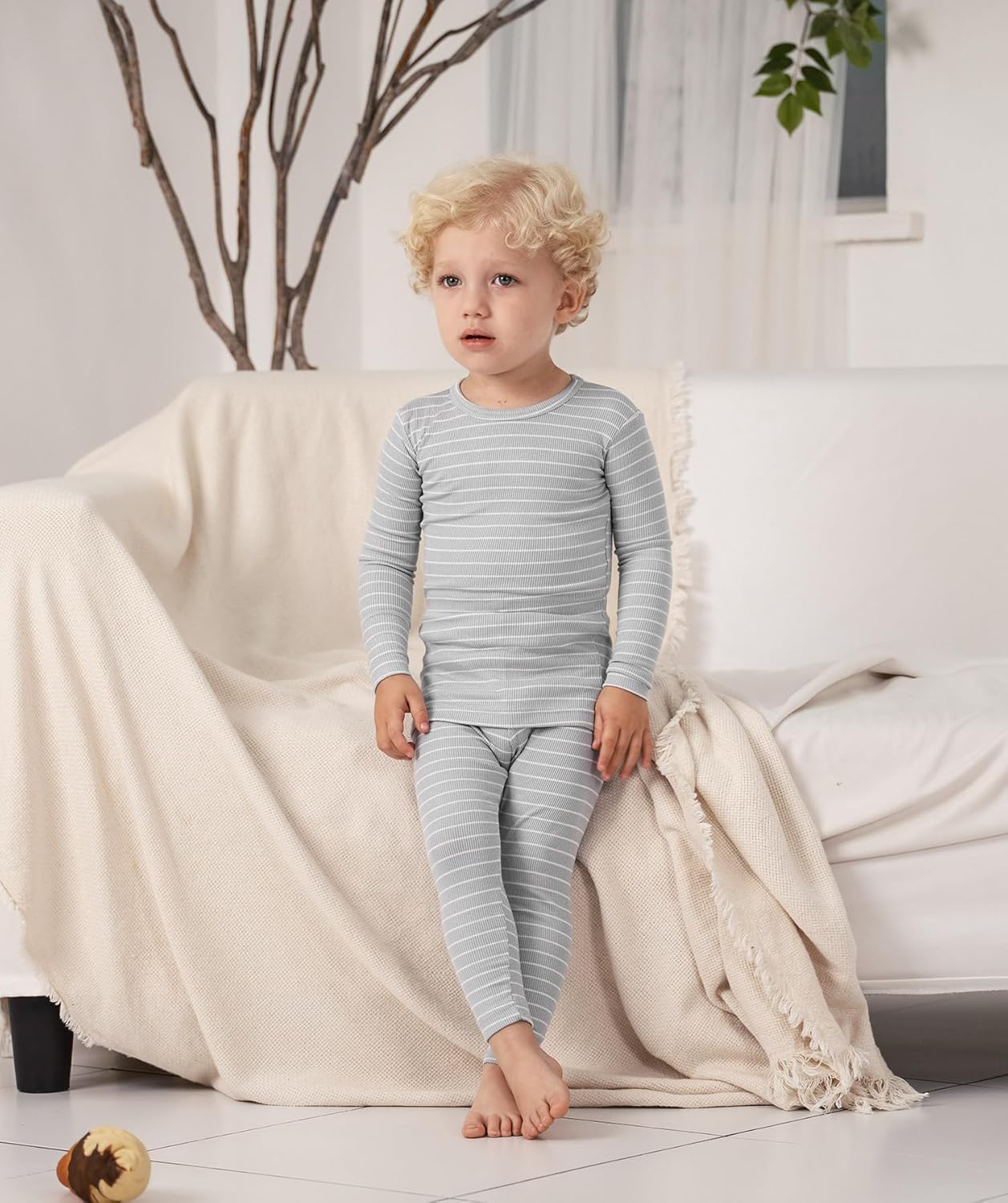 AVAUMA Stripe Pattern Baby Boys Girls Pajama Set Kids Toddler Snug fit Ribbed Sleepwear pjs for Daily Life Style