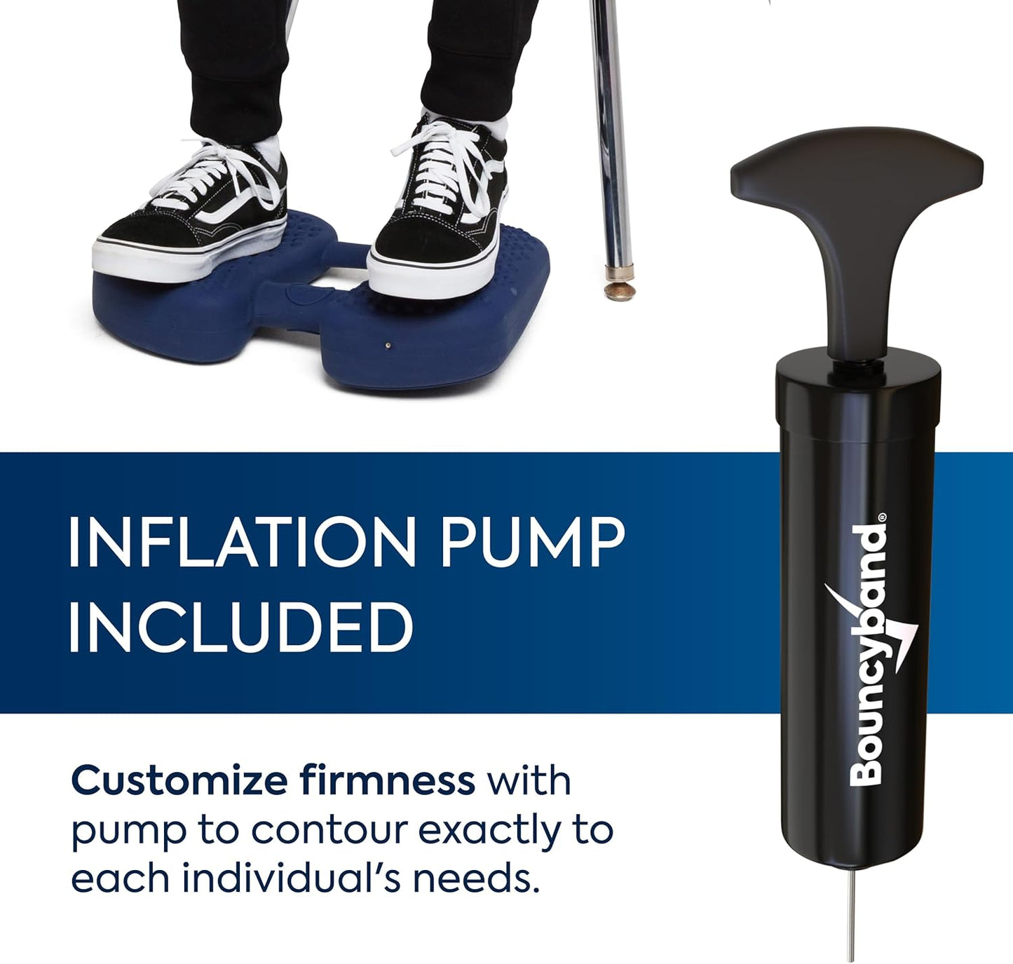 Bouncyband Wiggle Feet, Dark Blue, 1 Pack – Sensory Foot Cushion Quietly Facilitates Movement to Help Improve Concentration - 12” x 9” x 2.5” Sensory Tool, Ideal for The Classroom, Work, or at Home