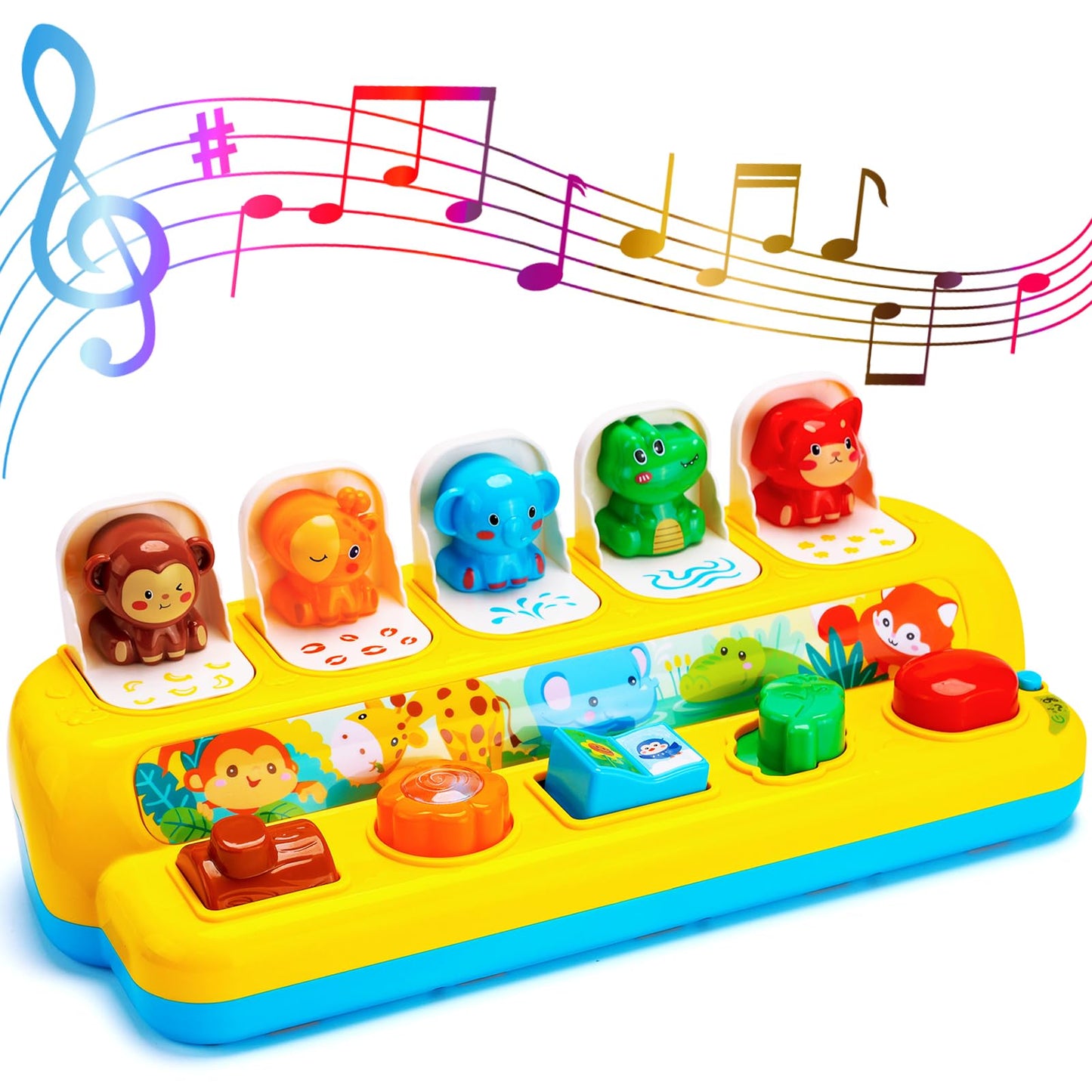 Baby Pop Up Toys with Music & Light Montessori Toys for 1 Year Old Boy Girl