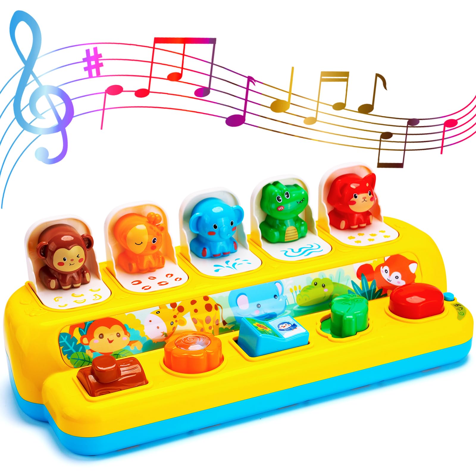 Baby Pop Up Toys with Music & Light Montessori Toys for 1 Year Old Boy Girl