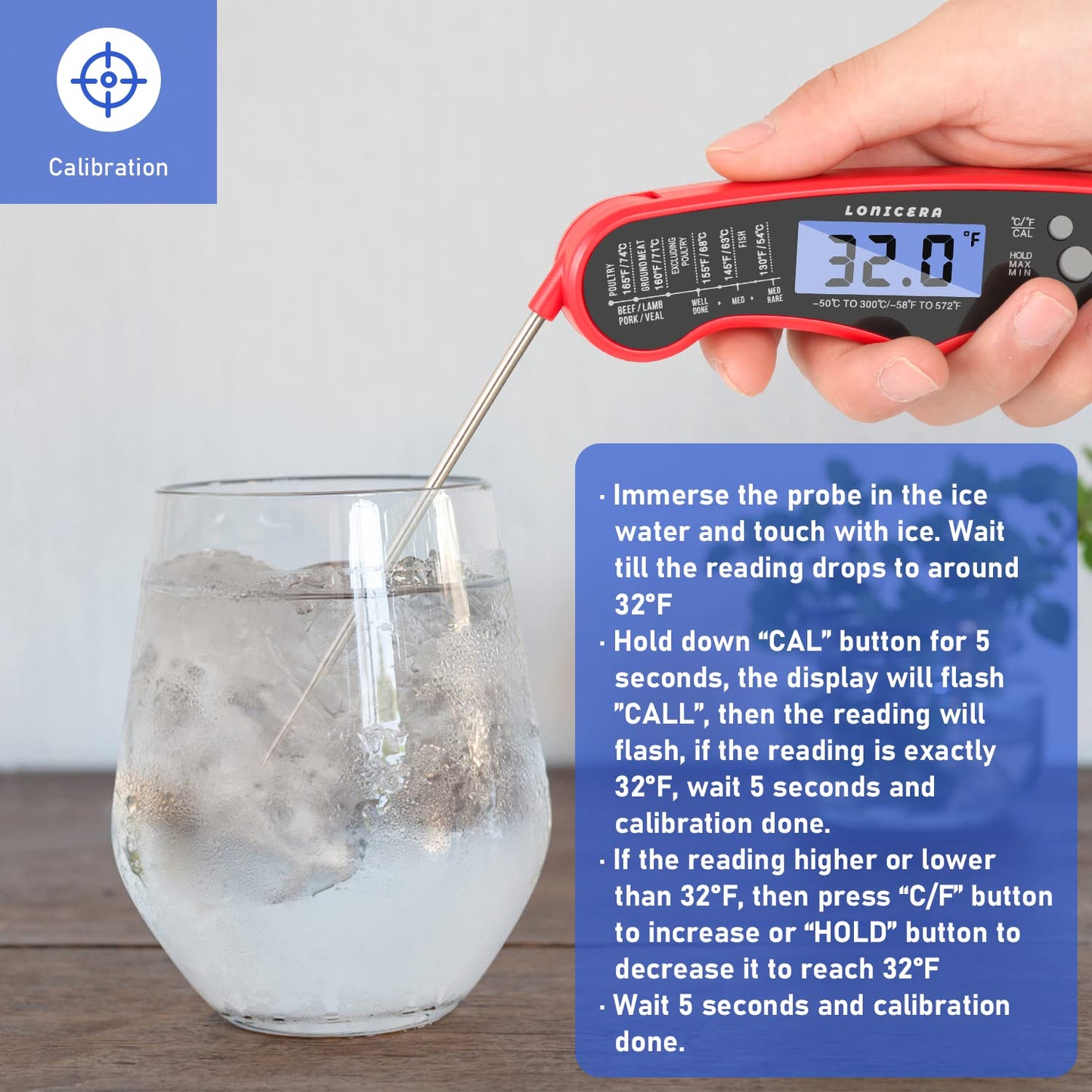 Lonicera Meat Thermometer Digital for Cooking Food. Waterproof & Instant Read for Kitchen Baking