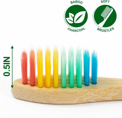 Biodegradable Bamboo Toothbrushes, 10 Piece BPA Free Soft Bristles Toothbrushes, Natural