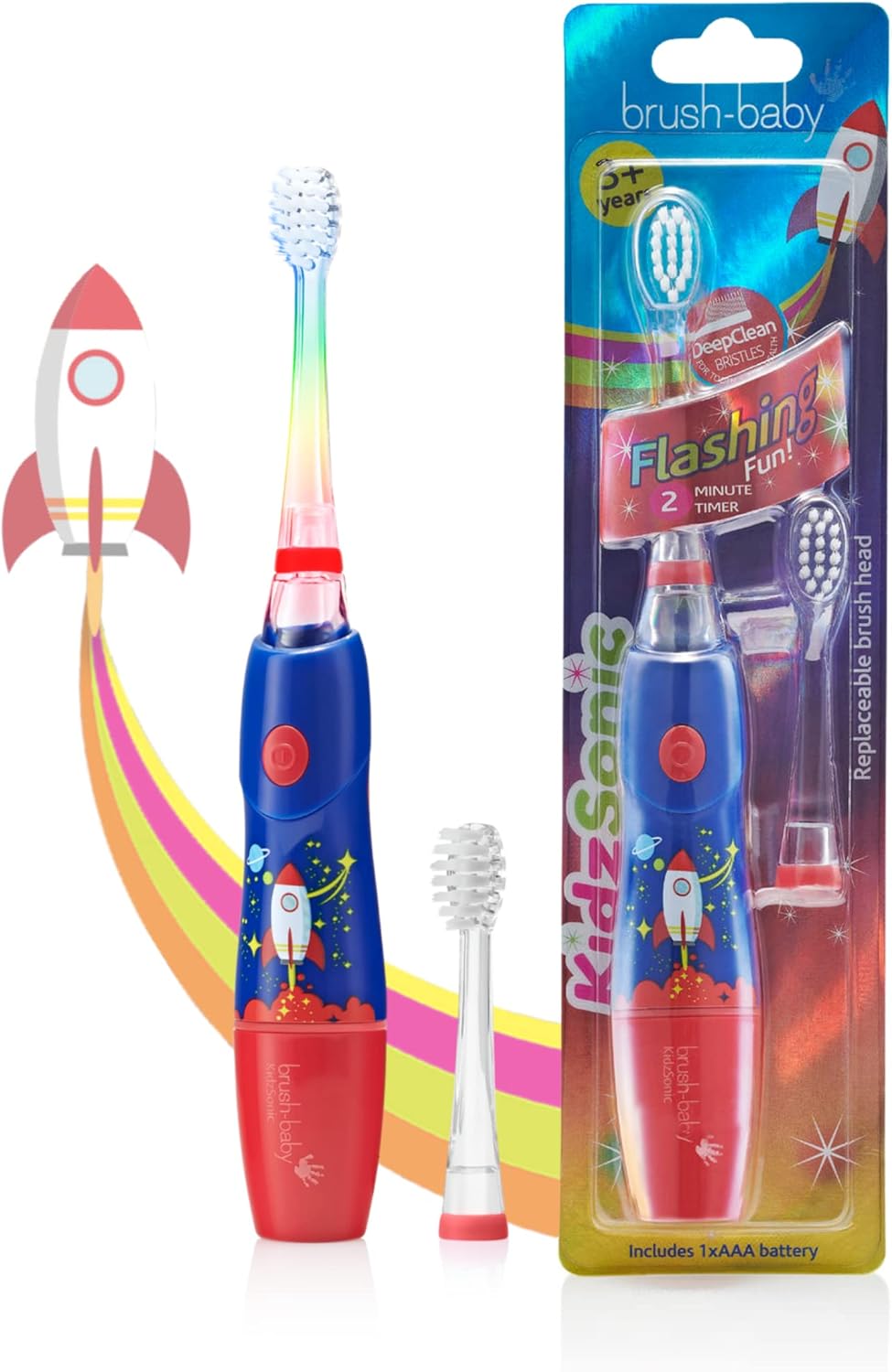 B07YVKSLHYBrush‑Baby - KidzSonic Rocket Kids Electric Toothbrush for Ages 3+ with Disco LED Lights