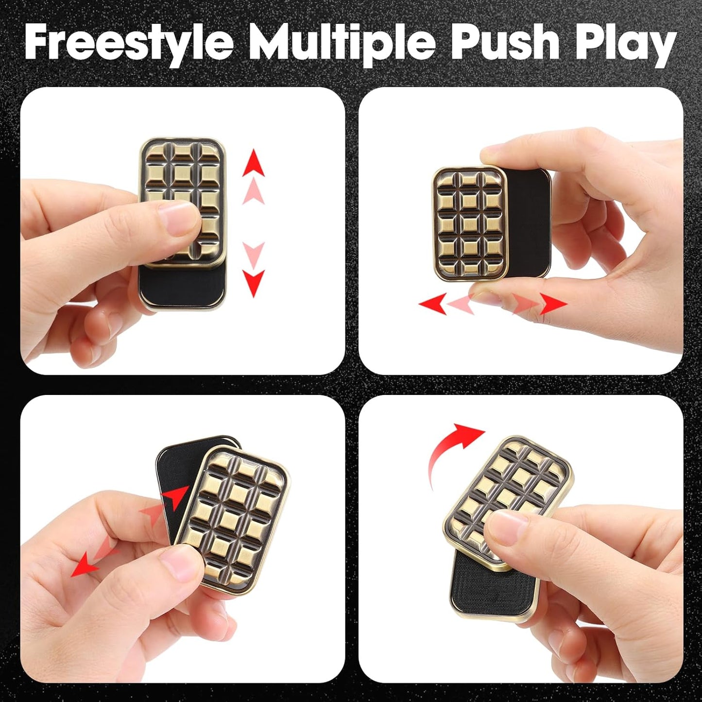 Fidget Slider for Adults - Brick Slider Metal Fidget Toys, Anxiety/ADHD/Annoy Relieving EDC Metal