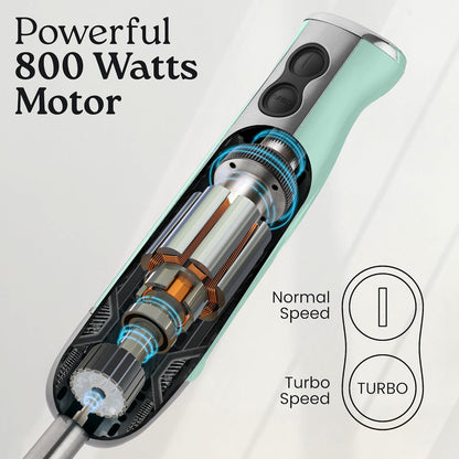 Zulay Immersion Stick Mixer Hand Blender - 800 Watts, Turbo Mode, 5-ft Power Electric Cord