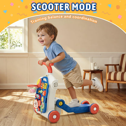 HYES 5 in 1 Baby Push Walker for Baby Boy, Blue